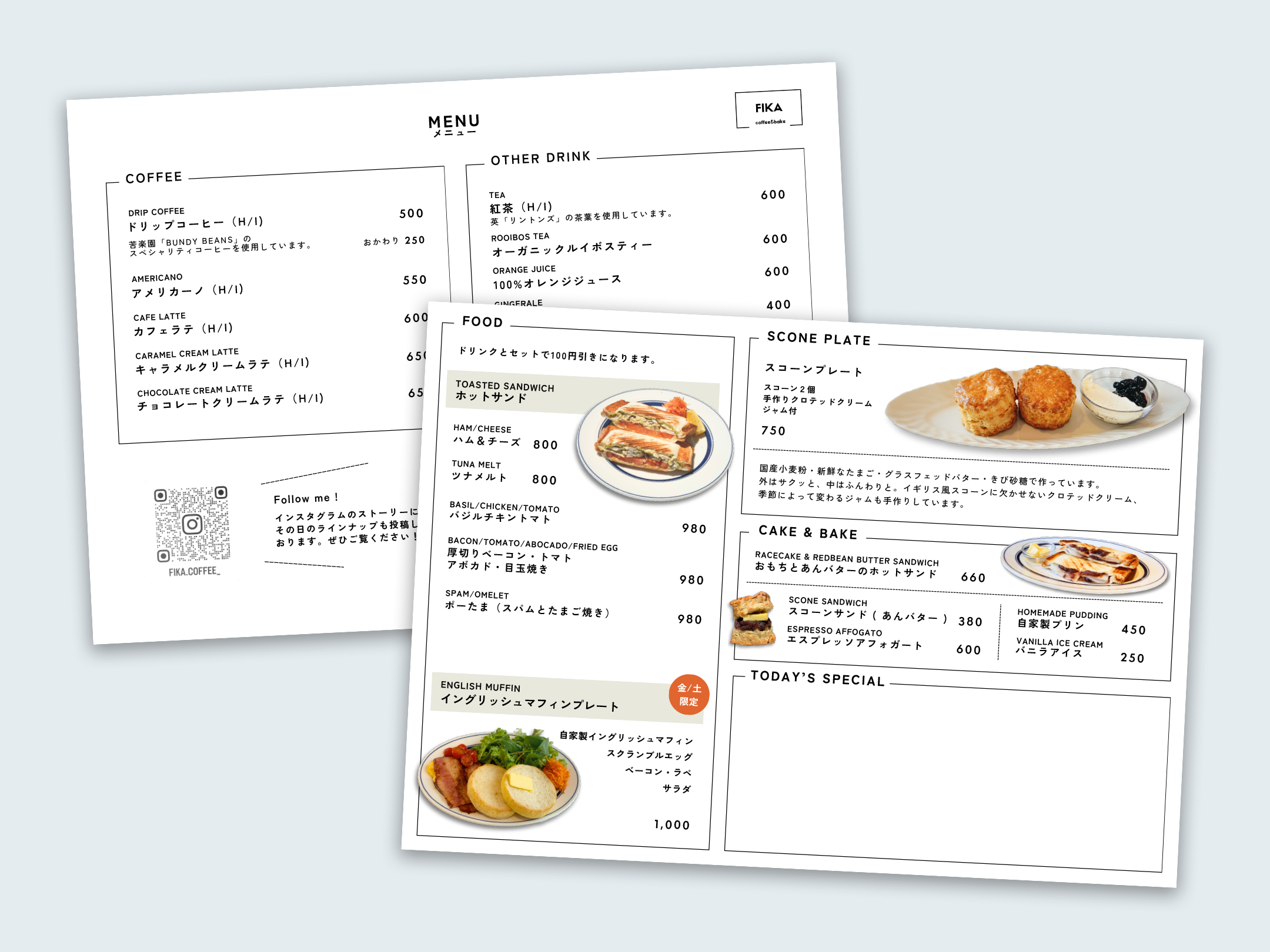 カフェのメニュー表詳細へのサムネイル